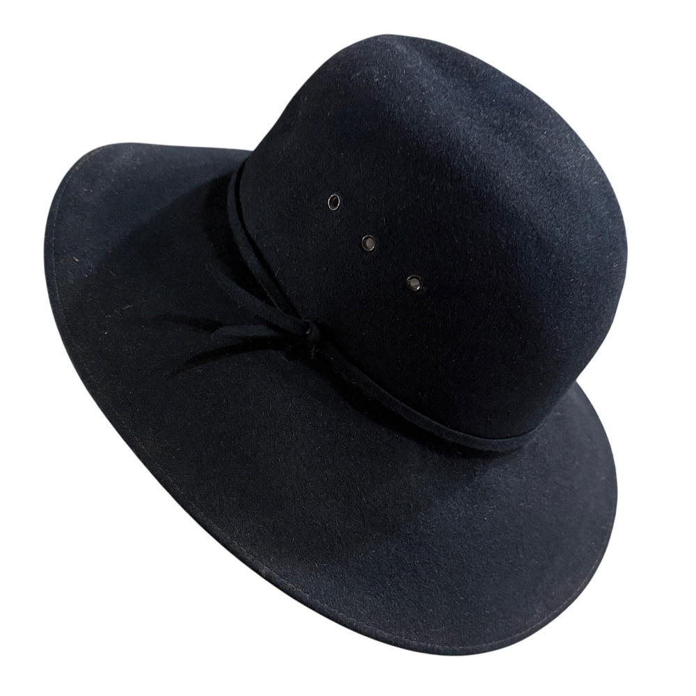 Helen Kaminski Wool Felt Hat‎ Black Wide Brim Made in Australia Vintage Style